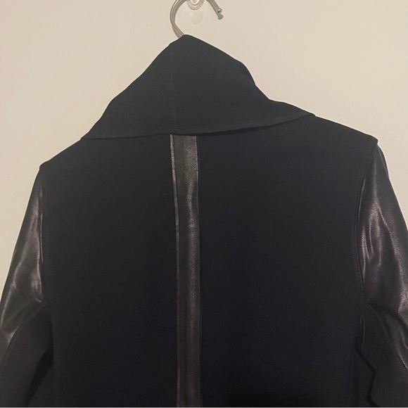 SPANX Jackets & Coats Spanx Drape Front Jacket Black Faux Leather